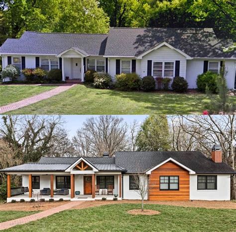 ranch style house metal siding with wood|ranch style house exterior remodel.